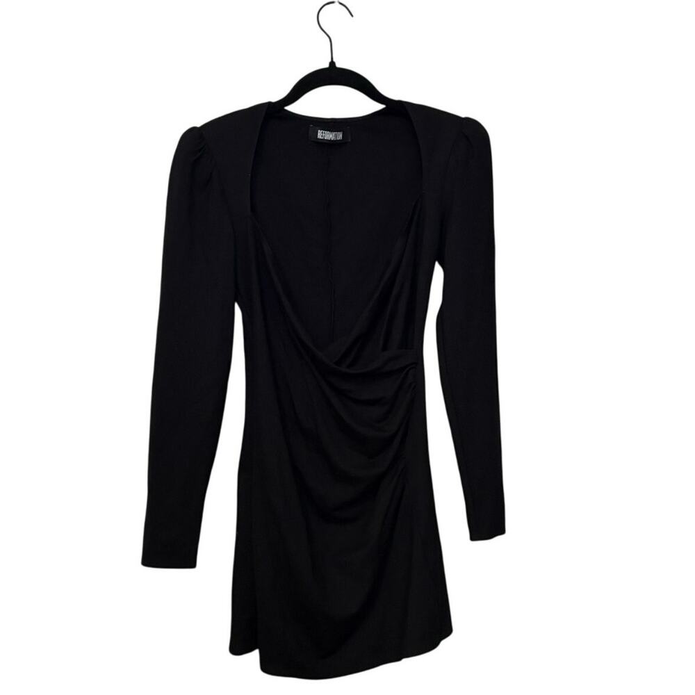Reformation Black Shoulder Pad Adams Mini Dress Size Medium